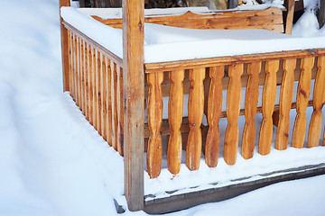 Image showing Detail of outdoor porch in winter