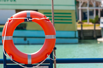 Image showing Red bouy on a ship