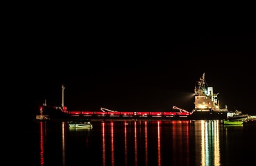 Image showing Big cargo ship on the water