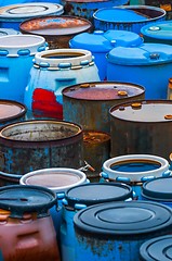 Image showing Several barrels of toxic waste