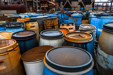 Image showing Several barrels of toxic waste