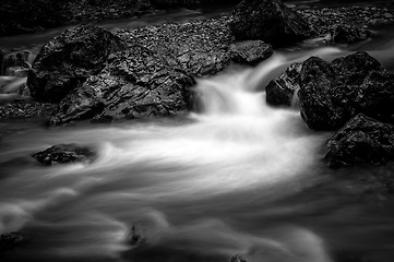 Image showing Long exposure photo of a Fast mountain river