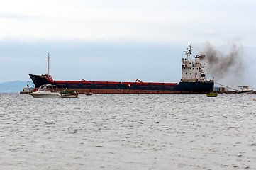 Image showing Big cargo ship on the water