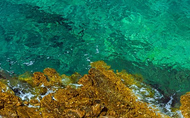 Image showing Shore of an ocean with big rocks