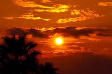 Image showing Golden sunset at a mediterranean area