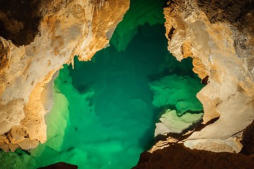 Image showing Underground lake sorrunded by rocks