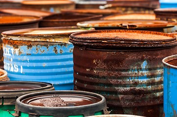 Image showing Several barrels of toxic waste