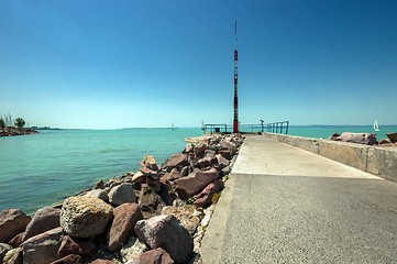 Image showing Storm indicator on the shores of a sea