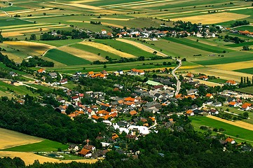 Image showing Small village aerial view