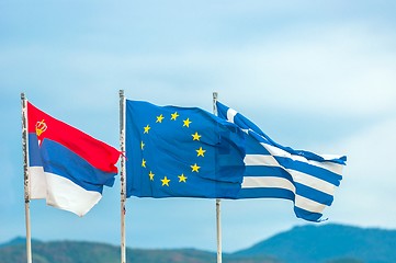 Image showing Flag of greece and flag of the EU
