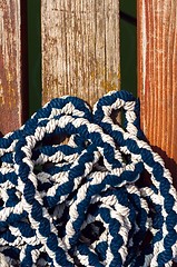 Image showing Colorful rope on sailing boat