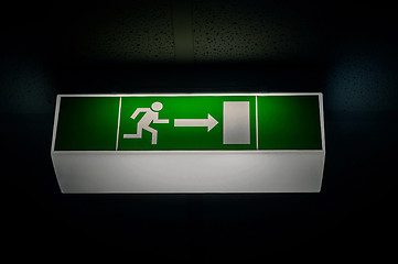 Image showing Exit sign in the dark
