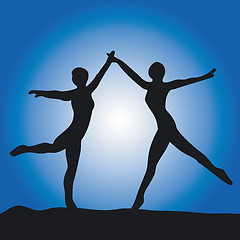 Image showing Silhouette of two ballet dancers