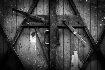 Image showing Industrial wooden door