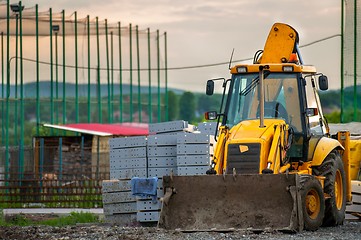 Image showing Construction machines with beautiful lights