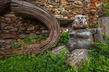 Image showing Baroque wooden statue in the castle