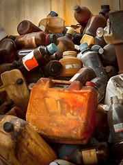 Image showing Toxic waste dump with a lot of bottles