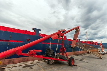 Image showing Industrial crane at the dock