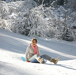 Image showing Girl on a sled