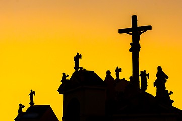 Image showing Roof of a church with christian figures