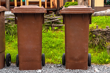 Image showing Trashcan outdoors in a park