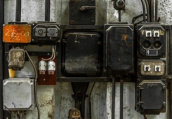 Image showing Industrial fuse box on the wall