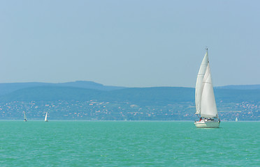 Image showing Sailing on beautiful blue sea