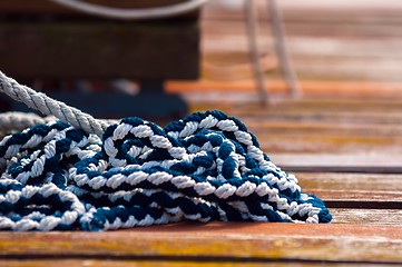 Image showing Colorful rope on sailing boat