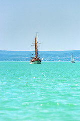 Image showing Sailing on beautiful blue sea