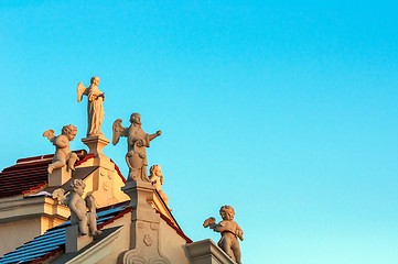 Image showing Roof of a church with christian figures