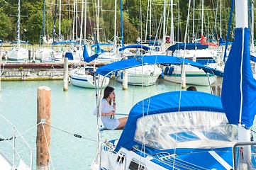 Image showing Sailing boats in the harbor