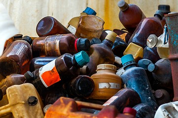 Image showing Toxic waste dump with a lot of bottles