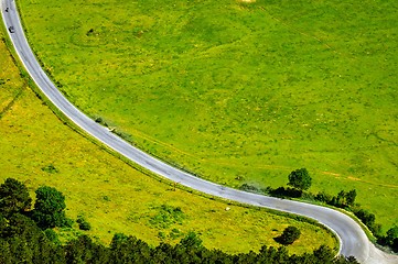 Image showing Green fields with road