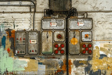 Image showing Industrial fuse box on the wall