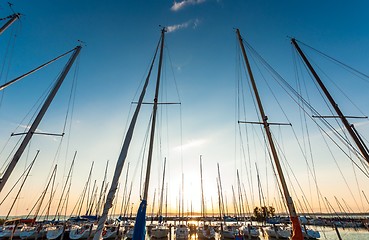 Image showing Sailing boats in the harbor