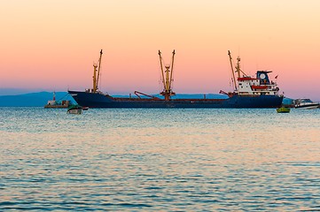 Image showing Big cargo ship on the water