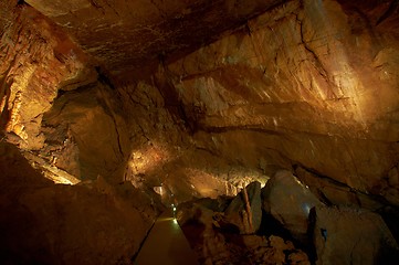 Image showing Underground photo in a cave with bright lighr