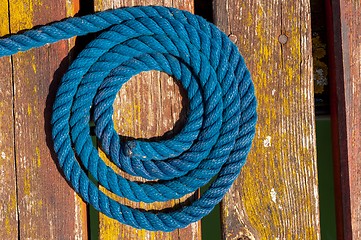 Image showing Colorful rope on sailing boat