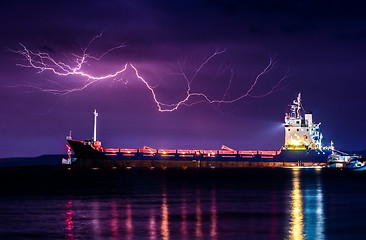 Image showing Big cargo ship on the water