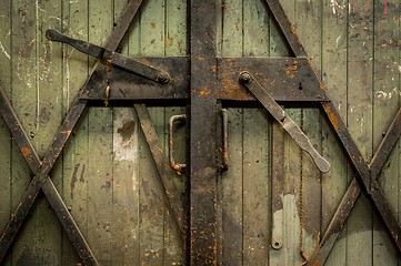 Image showing Industrial wooden door