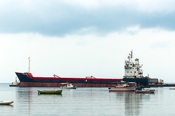 Image showing Big cargo ship on the water