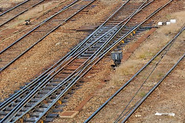 Image showing Closeup photo of some rails