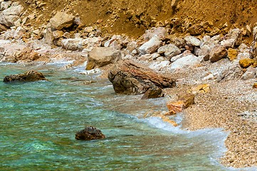 Image showing Shore of an ocean with big rocks