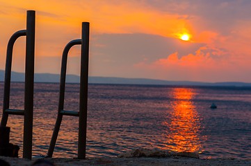 Image showing Sunset at the sea