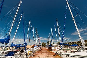 Image showing Sailing boats in the harbor