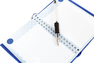 Image showing Close-up of empty notes with black pen