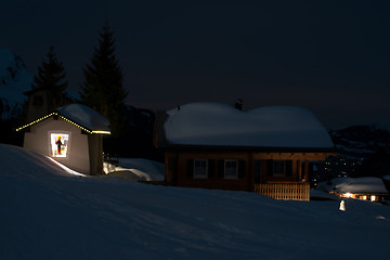 Image showing Ski village at night