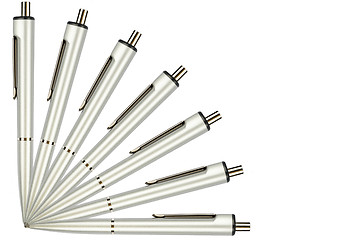 Image showing Fan of pens isolated on a white background