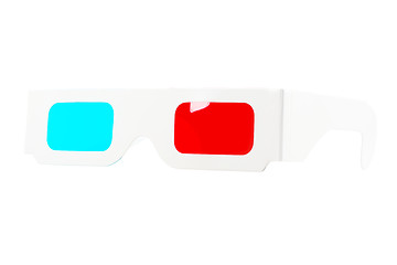 Image showing Front view of red-and-blue disposable glasses