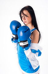 Image showing Pretty girl with boxing gloves